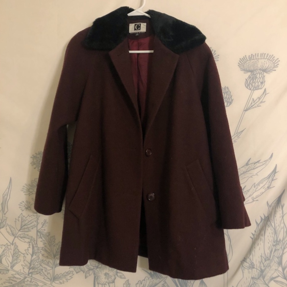Nordstrom Pea Coat with a black fuzzy color